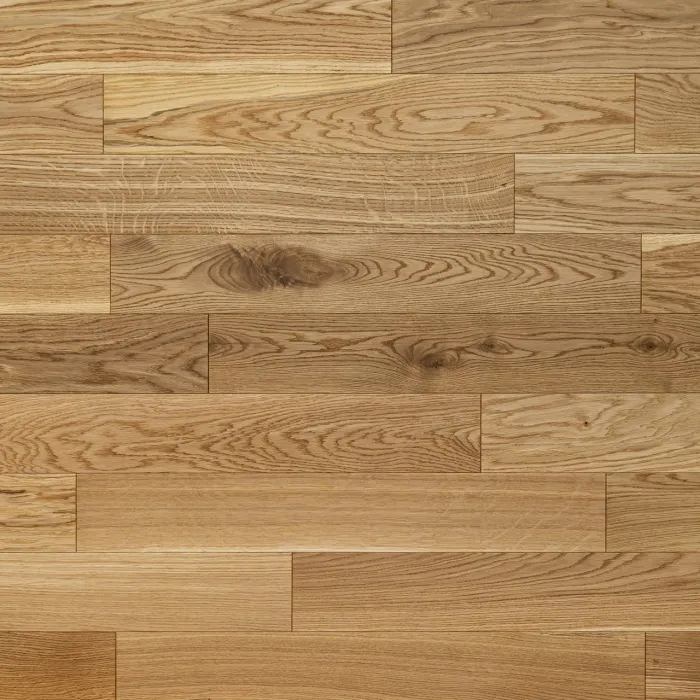 Dąb Eco (Fertig Deska) Szczotkowanie, Fazowanie V4, Lakier matowy Wymiary: 1200-800x120x10,5/2,5(+/-0,5) mm