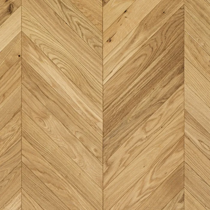 Dąb Eco (Chevron – jodełka francuska) Szczotkowanie, Fazowanie V4, Lakier Wymiary: 405x65x10,5/2,5(+/-0,5) mm