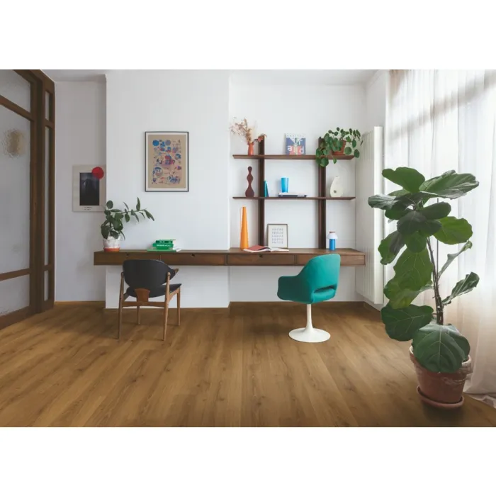 Panel winylowy Quick Step ze zintegrowanym podkładem Alpha Bloom dąb botaniczny karmelowy AVMPU40315