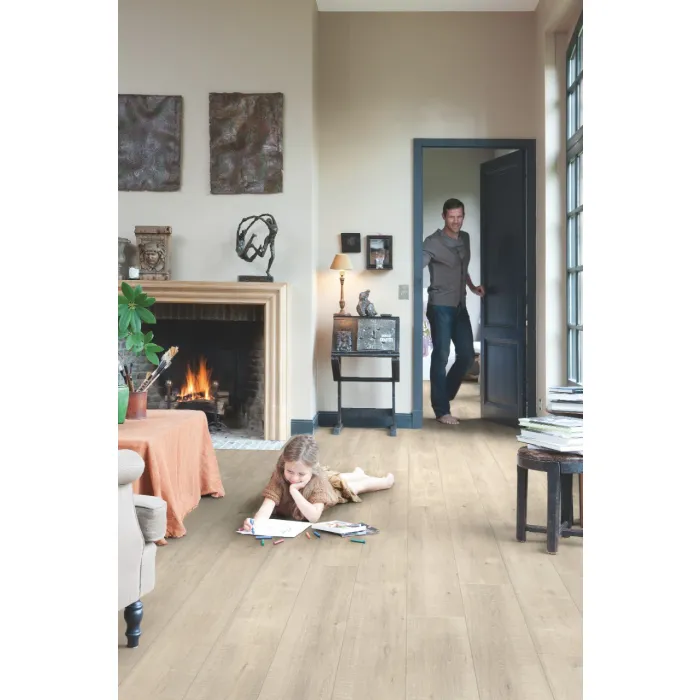 Panel laminowany Quick Step Impressive dąb beżowy ze śladami cięcia piłą IM1857