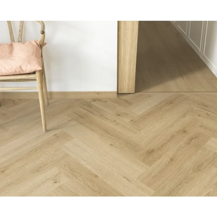 Panel winylowy Quick Step ze zintegrowanym podkładem Alpha Ciro Jodełka botaniczny beż AVHBU40362